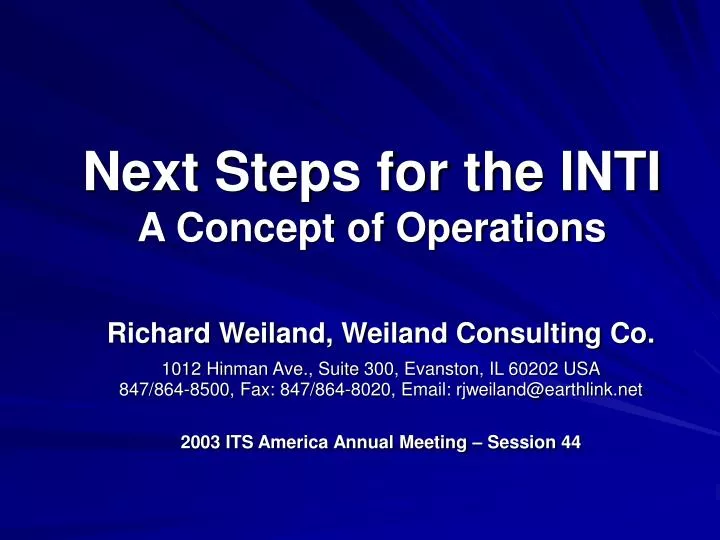 next steps for the inti a concept of operations