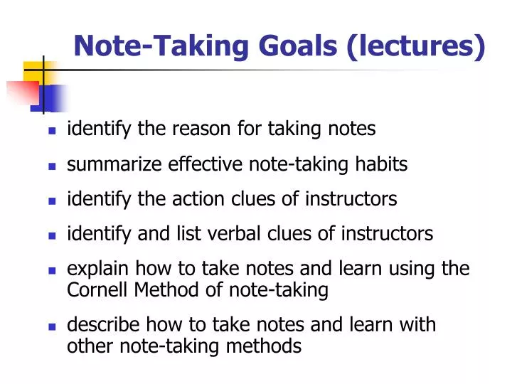 note taking goals lectures