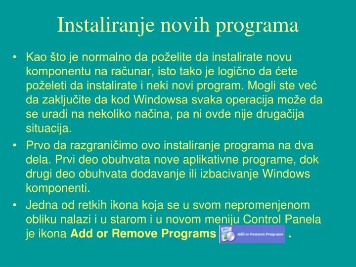 instaliranje novih programa