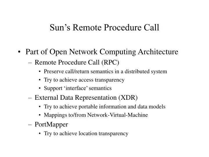 sun s remote procedure call