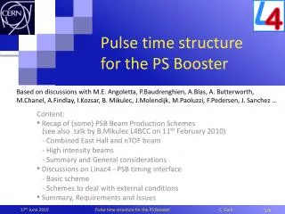 Pulse time structure for the PS Booster
