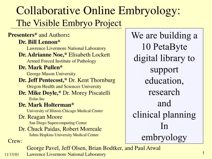 collaborative online embryology the visible embryo project