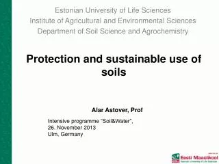 Protection and sustainable use of soils