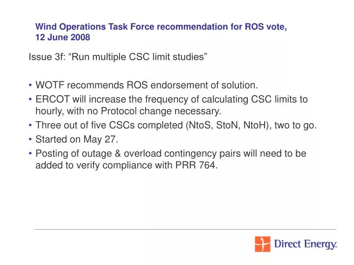 wind operations task force recommendation for ros vote 12 june 2008