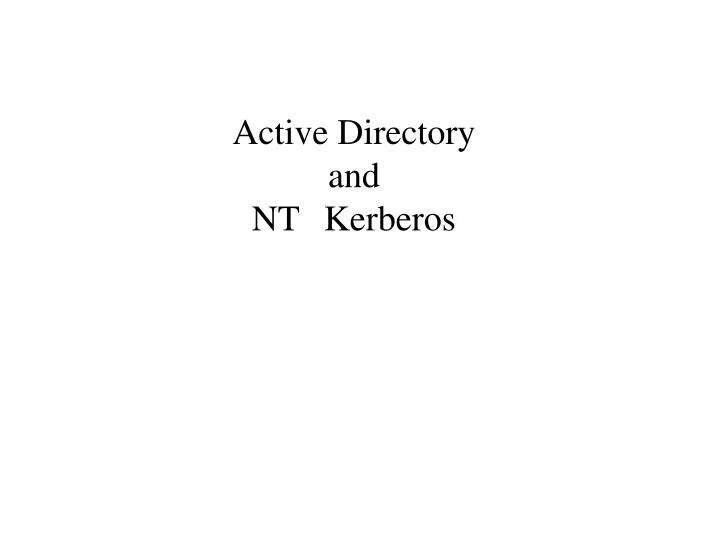active directory and nt kerberos