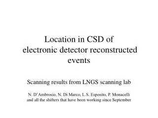 Location in CSD of electronic detector reconstructed events