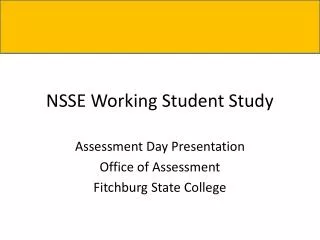 NSSE Working Student Study