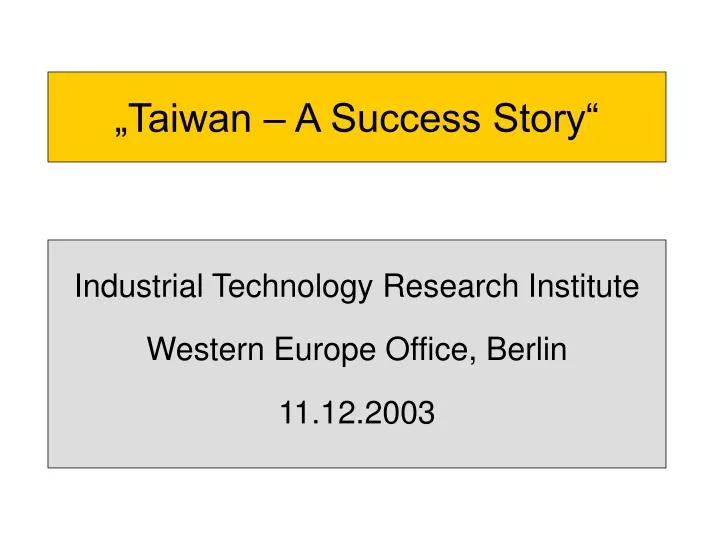taiwan a success story