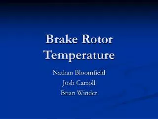 Brake Rotor Temperature