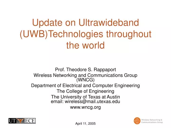 update on ultrawideband uwb technologies throughout the world