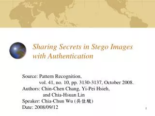 Sharing Secrets in Stego Images with Authentication
