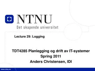 Lecture 29: Logging