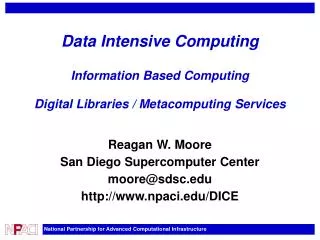 Data Intensive Computing Information Based Computing Digital Libraries / Metacomputing Services