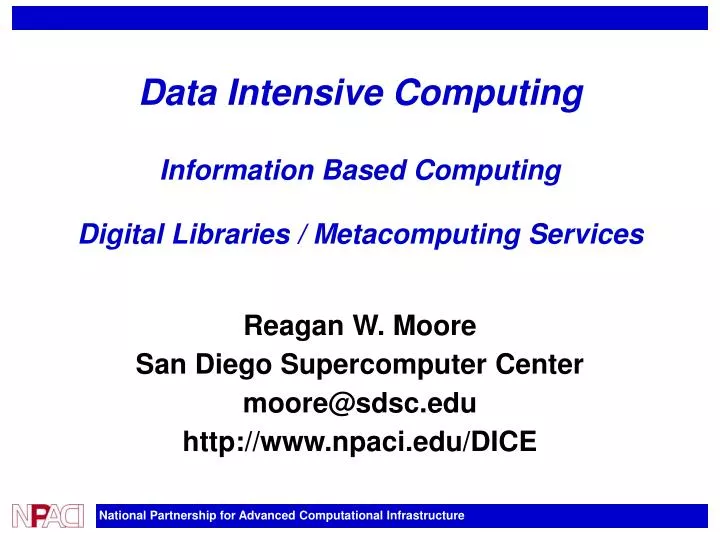 data intensive computing information based computing digital libraries metacomputing services