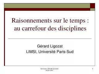 raisonnements sur le temps au carrefour des disciplines