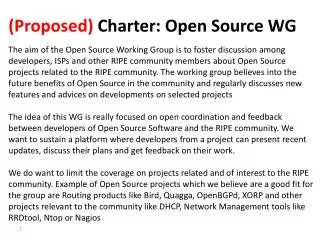 (Proposed) Charter: Open Source WG