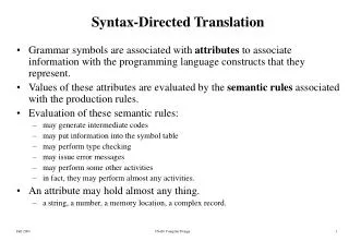 Syntax-Directed Translation