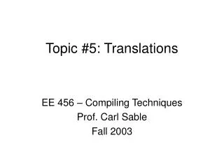 Topic #5: Translations