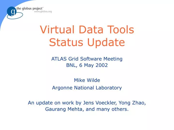 virtual data tools status update