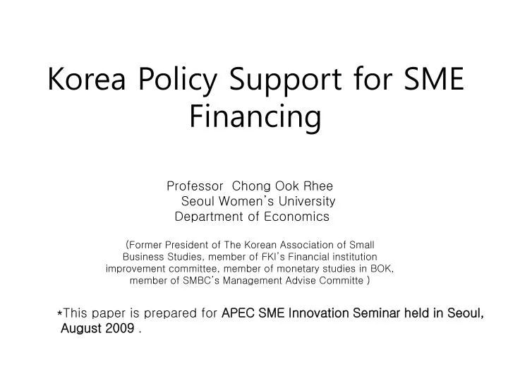 korea policy support for sme financing