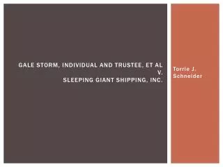 Gale storm, Individual and trustee, et al v. Sleeping giant shipping, Inc.