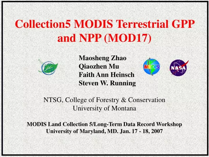 collection5 modis terrestrial gpp and npp mod17