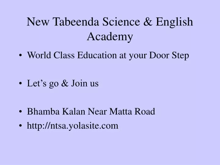 new tabeenda science english academy