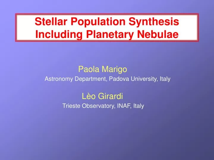 stellar population synthesis including planetary nebulae