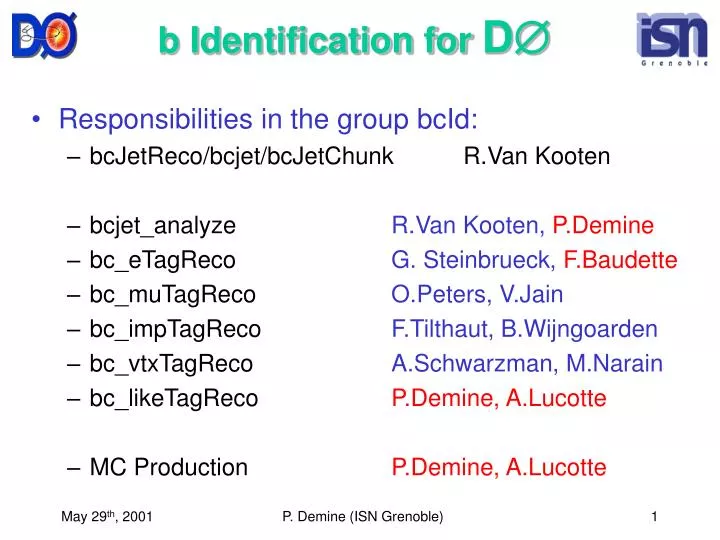 b identification for d