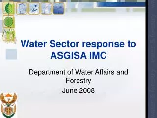 Water Sector response to ASGISA IMC