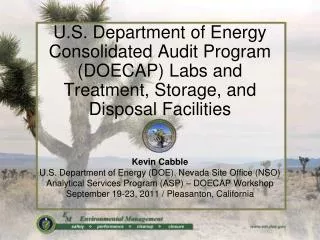 Kevin Cabble U.S. Department of Energy (DOE), Nevada Site Office (NSO)