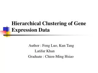Hierarchical Clustering of Gene Expression Data