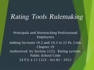 Rating Tools Rulemaking