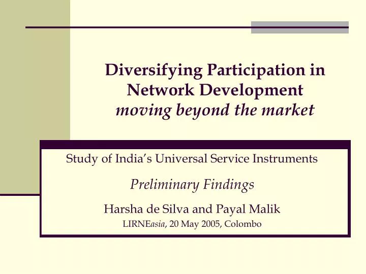 diversifying participation in network development moving beyond the market