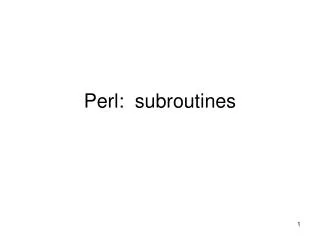 Perl: subroutines