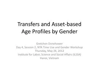 Transfers and Asset-based Age Profiles by Gender