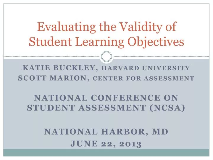 evaluating the validity of student learning objectives