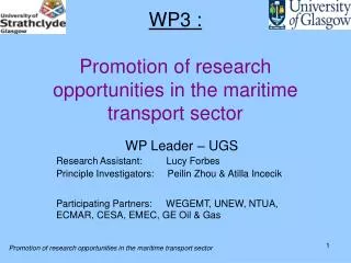 WP3 : Promotion of research opportunities in the maritime transport sector