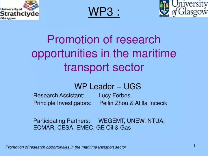 wp3 promotion of research opportunities in the maritime transport sector
