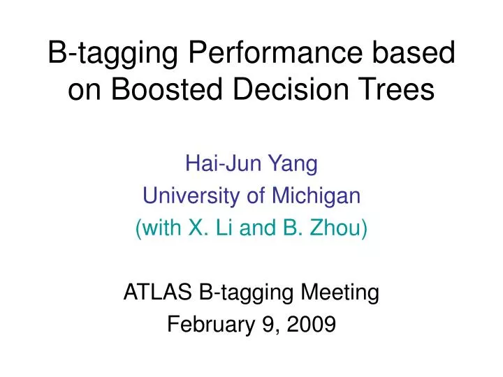 b tagging performance based on boosted decision trees