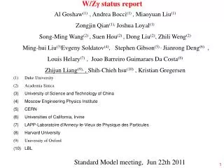 W/Z ? status report