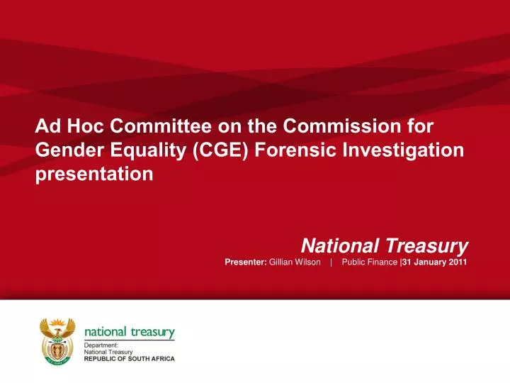ad hoc committee on the commission for gender equality cge forensic investigation presentation
