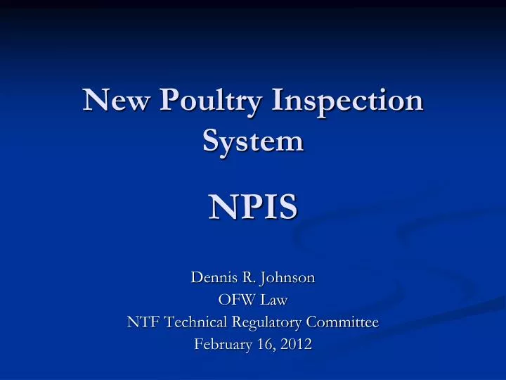 new poultry inspection system npis