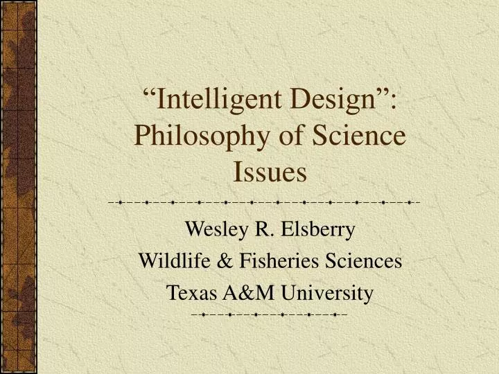intelligent design philosophy of science issues