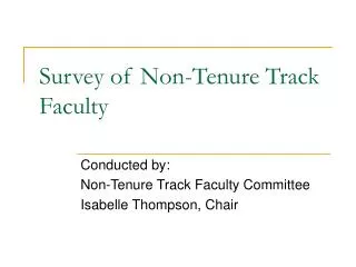 Survey of Non-Tenure Track Faculty