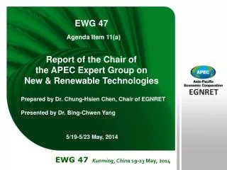 Report of the Chair of the APEC Expert Group on New &amp; Renewable Technologies