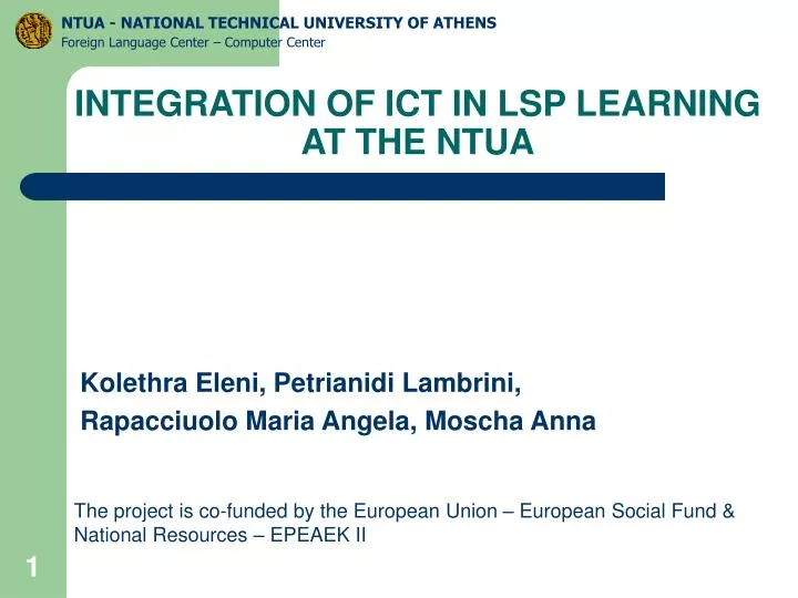 integration of ict in lsp learning at the ntua