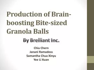 Production of Brain-boosting Bite-sized Granola Balls