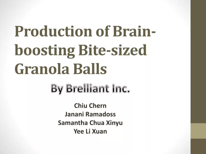 production of brain boosting bite sized granola balls