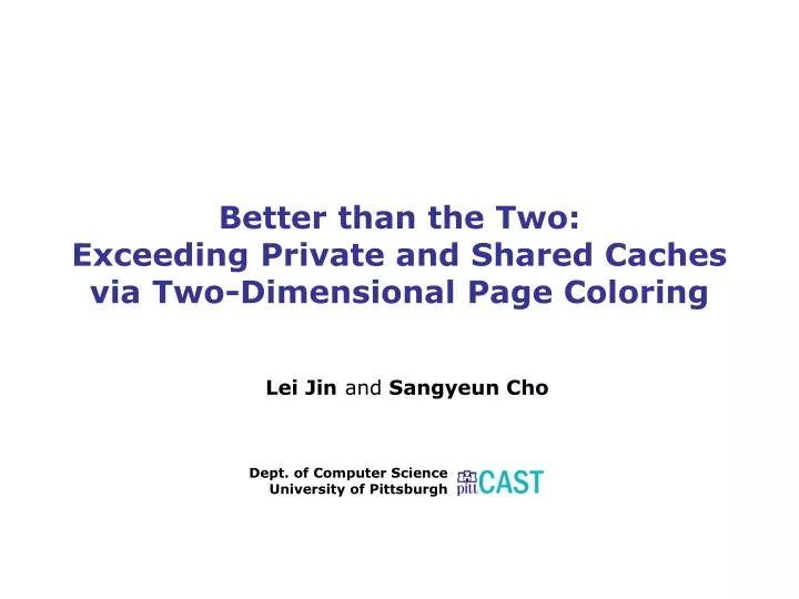 better than the two exceeding private and shared caches via two dimensional page coloring